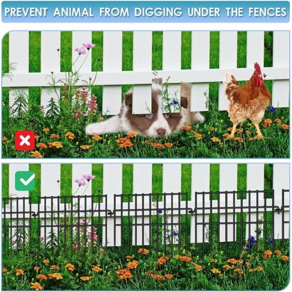 37ft (L) X 13in (H) Garden Animal Barrier Fence, 26 Pack No Dig Dog Fence - Picture 3 of 8